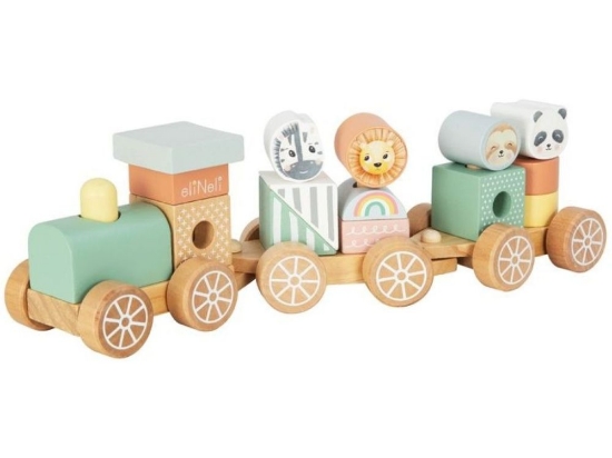 Slika Drveni vlakić s kockama – životinje iz zoološkog vrta