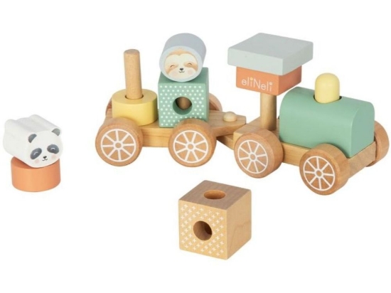 Slika Drveni vlakić s kockama – životinje iz zoološkog vrta