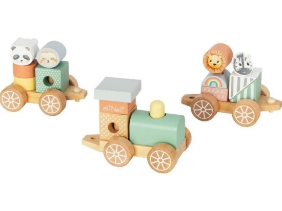 Slika Drveni vlakić s kockama – životinje iz zoološkog vrta