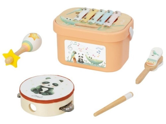 Slika Set dječjih glazbenih instrumenata u kutiji – pastelni