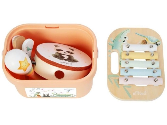 Slika Set dječjih glazbenih instrumenata u kutiji – pastelni
