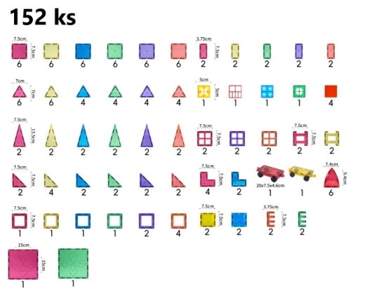 Slika Magnetic building set EliFix fresh - sheets 152 pcs