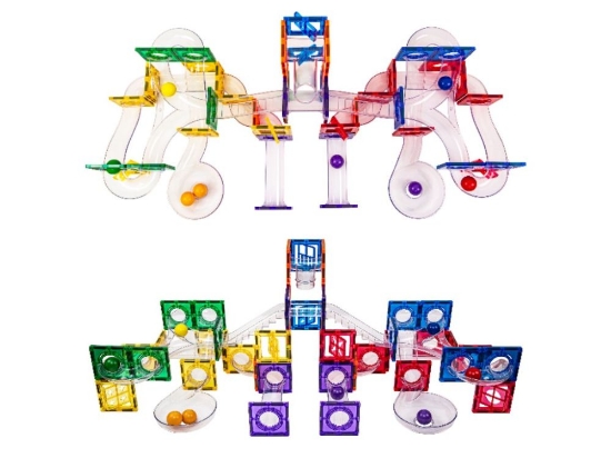 Slika Magnetski građevni set EliFix Fresh – kuglična staza, 136 dijelova + svjetleće kuglice