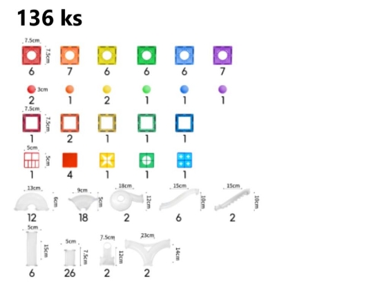 Slika Magnetski građevni set EliFix Fresh – kuglična staza, 136 dijelova + svjetleće kuglice