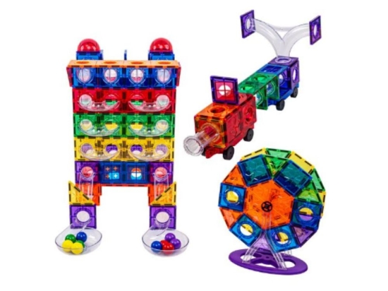 Slika Magnetski građevni set EliFix Fresh – kuglična staza, 222 dijela + svjetleće kuglice