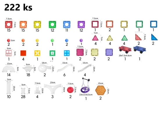 Slika Magnetski građevni set EliFix Fresh – kuglična staza, 222 dijela + svjetleće kuglice