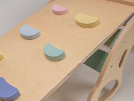 Slika Drvena Montessori ljuljačka PRO 5u1 s pastelnом 2u1 daskom