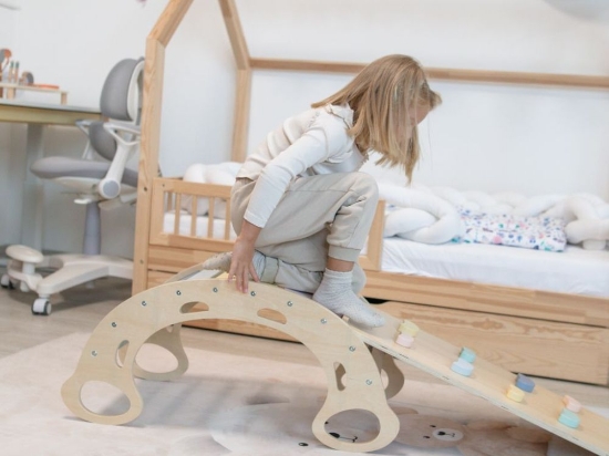 Slika Drvena Montessori ljuljačka PRO 5u1 s 2u1 Fresh daskom