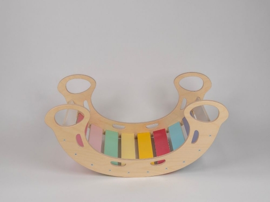 Slika Drvena Montessori ljuljačka PRO 5u1 s 2u1 Fresh daskom