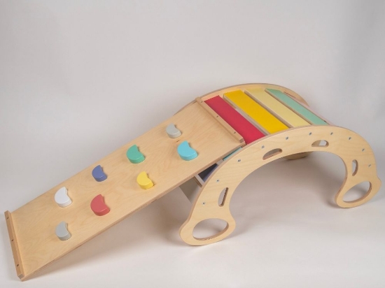 Slika Drvena Montessori ljuljačka PRO 5u1 s 2u1 Fresh daskom