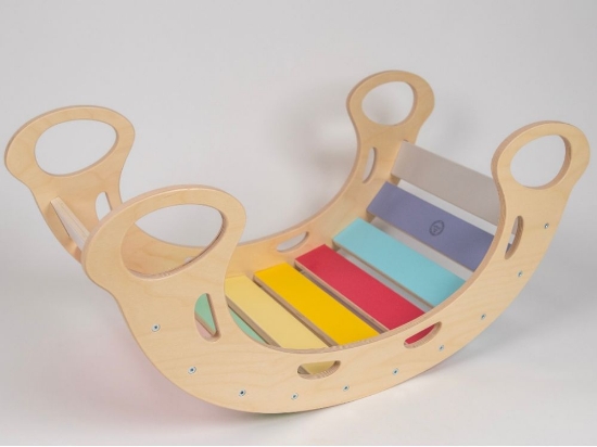 Slika Drvena Montessori ljuljačka PRO 5u1 s 2u1 Fresh daskom