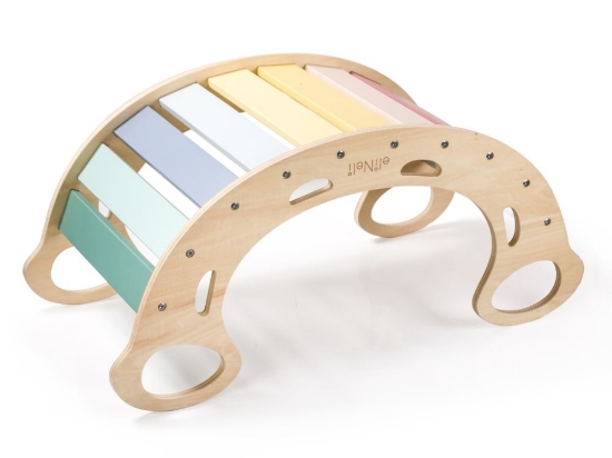 Slika Drvena Montessori ljuljačka PRO 5u1 – pastelne boje