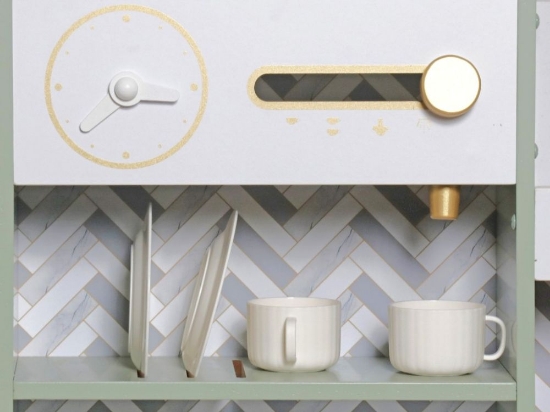 Slika Dječja drvena kuhinja s vodom i parom – zelena