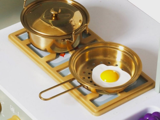 Slika Dječja drvena kuhinja s vodom i parom – zelena