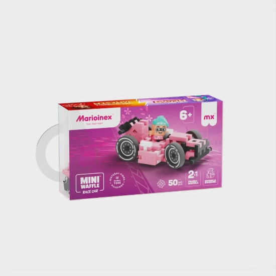 Slika Mini Waffle Cars 50 kom, Race Car Pink Marioinex 