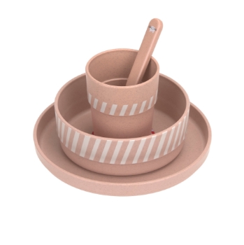 Slika Posuđe Set PP/celuloza Tiny Team Mačka (Tanjur, Zdjelica, Šalica, Žlica) Lässig 