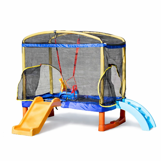 Slika Trampolin Playground 200 cm Green s toboganom, ljestvama i ljuljačkom