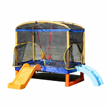 Slika Trampolin Playground 200 cm Blue s toboganom, ljestvama i ljuljačkom