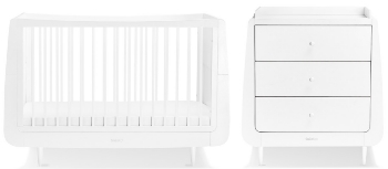Slika Kot Skandi Set 2u1 - Krevetić + komoda za prematanje - White - Snuz