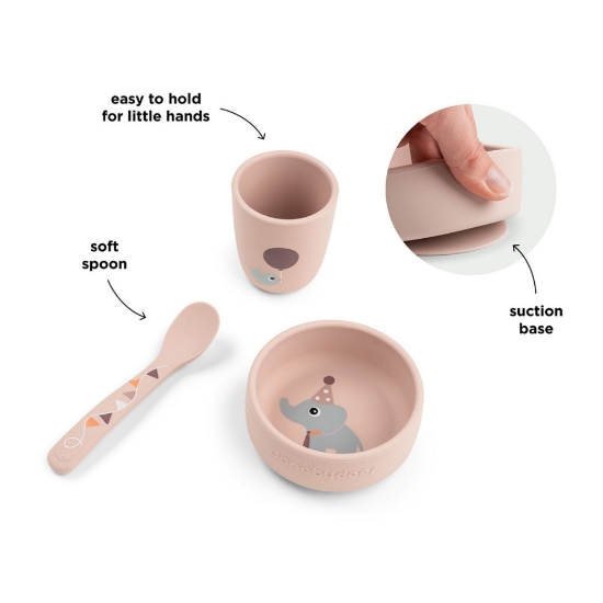 Slika Silikonski Stick&Stay set za jelo - Celebration Powder