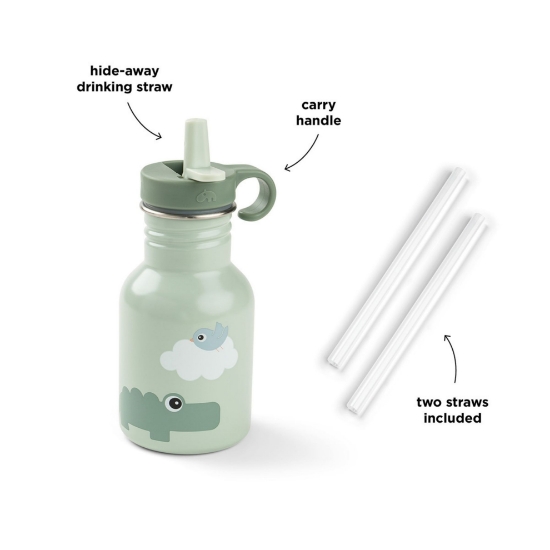 Slika Metalna bočica sa slamkom -  PlaygroundGreen  (350 ml)