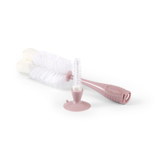 Slika Silikonska četka za bočicu i sisač, pastelno roza BabyOno