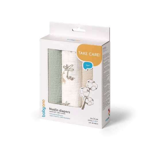 Slika Tetra pelene Muslin Safari, mint BabyOno 