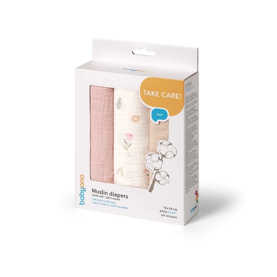 Slika Tetra pelene Muslin Cvijeće, boja breskve BabyOno 