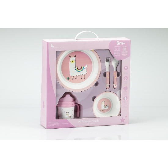 Slika Set za jelo Interbaby Ljama - Rozi