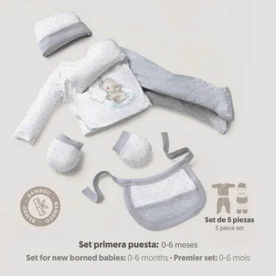Slika Baby set Slonić 5/1 Sivo - Interbaby