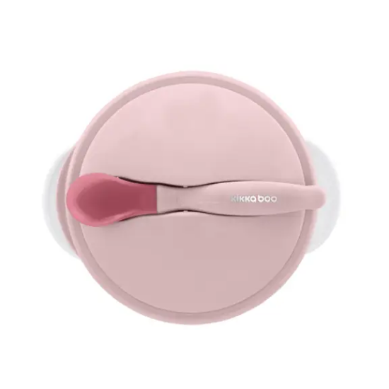 Slika Posuda sa žlicom za osjetljivost topline Pink - Kikka Boo