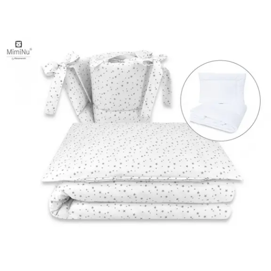 Slika Posteljina set 5 elem. Stars bijela (za krevetić 120x60 cm) - MimiNu