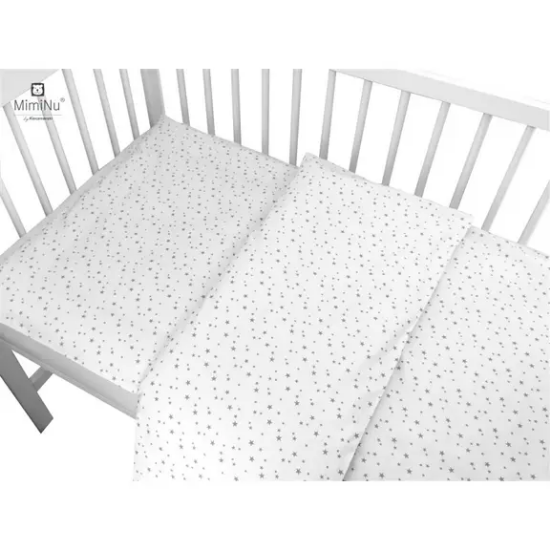 Slika Posteljina set 5 elem. Stars bijela (za krevetić 120x60 cm) - MimiNu