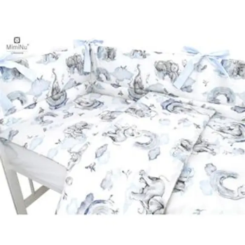 Slika Posteljina set 3 elem. Slonić i duga plavo (za krevetić 120x90 cm) - MimiNu