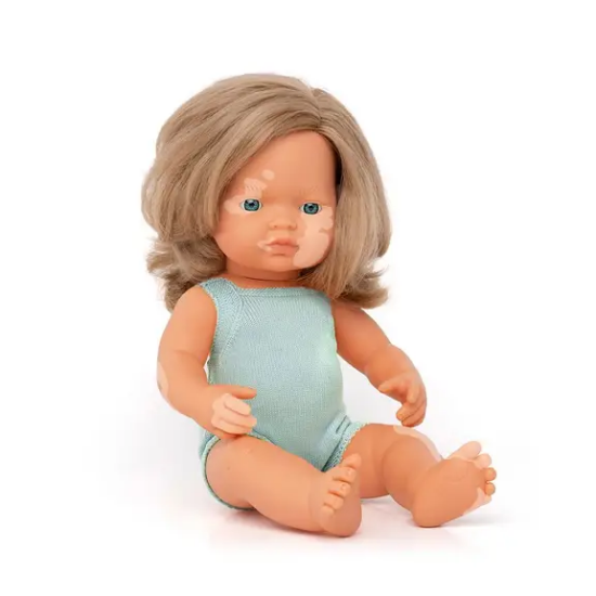 Slika Lutka dark blonde girl vitiligo15" Colour Miniland 