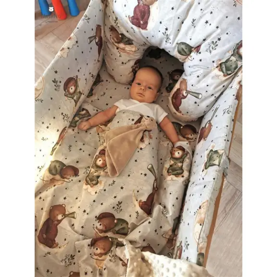 Slika Posteljina za bebe set 5 elem. Medo na oblaku (za krevetić 120x60 cm) - MimiNu
