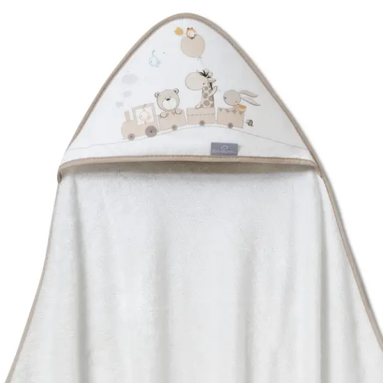 Slika Ručnik s kapuljačom Žirafa 100x100 White/Beige - Interbaby