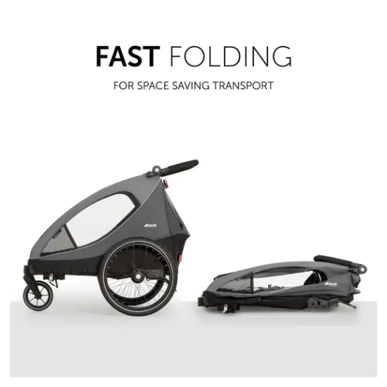 Slika 2u1 prikolica za bicikl i dječja kolica za dvoje djece Dryk Duo Grey - Hauck