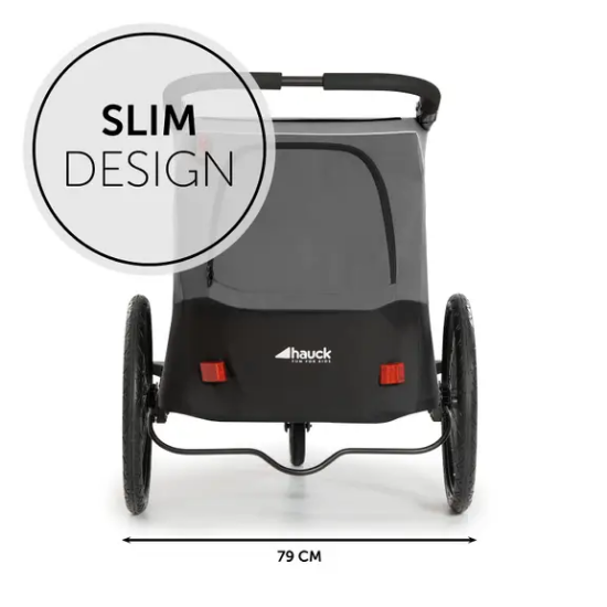 Slika 2u1 prikolica za bicikl i dječja kolica za dvoje djece Dryk Duo Grey - Hauck