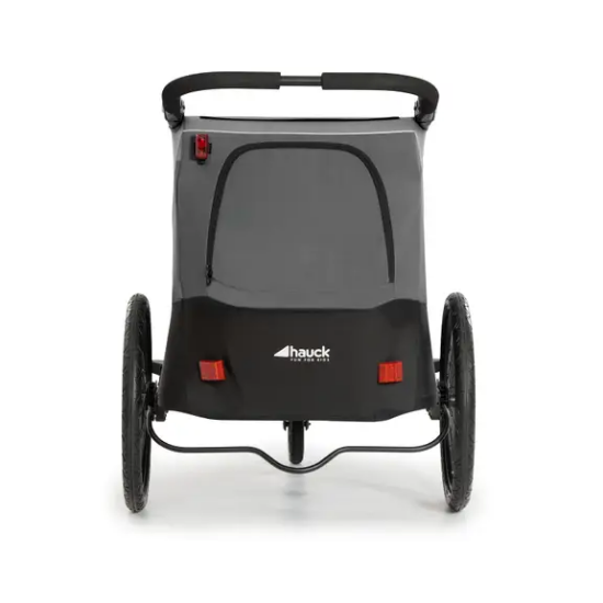 Slika 2u1 prikolica za bicikl i dječja kolica za dvoje djece Dryk Duo Grey - Hauck