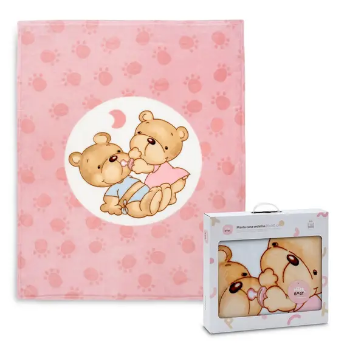 Slika Dekica Medvjedić 110x140 - roza - Interbaby
