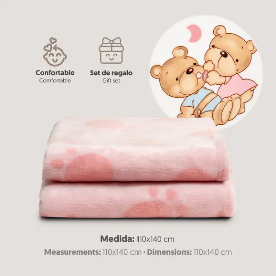 Slika Dekica Medvjedić 110x140 - roza - Interbaby