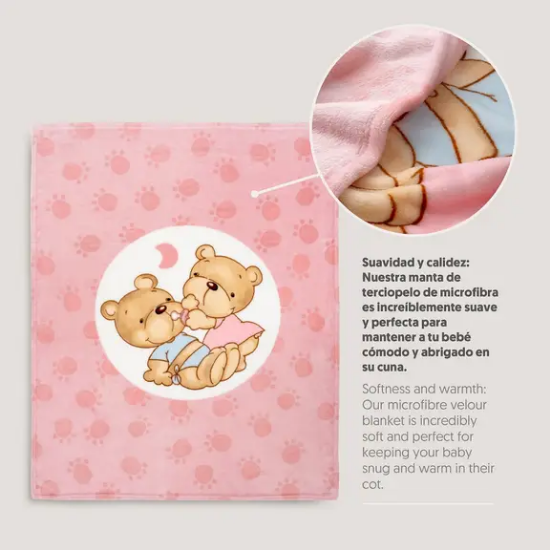 Slika Dekica Medvjedić 110x140 - roza - Interbaby