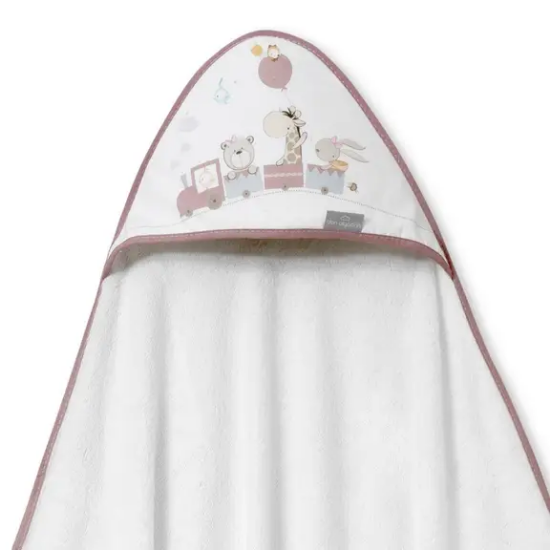 Slika Ručnik s kapuljačom Žirafa 100x100 Dark Pink - Interbaby