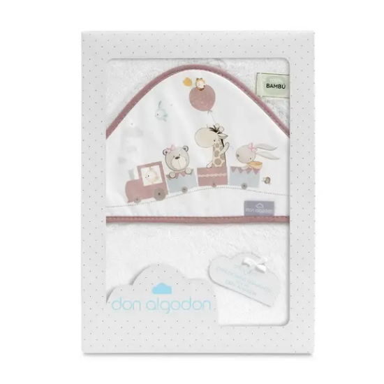 Slika Ručnik s kapuljačom Žirafa 100x100 Dark Pink - Interbaby