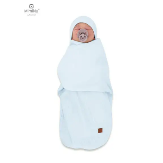 Slika Dekica/Swadler za spavanje sa kapicom Soft blue - MimiNu