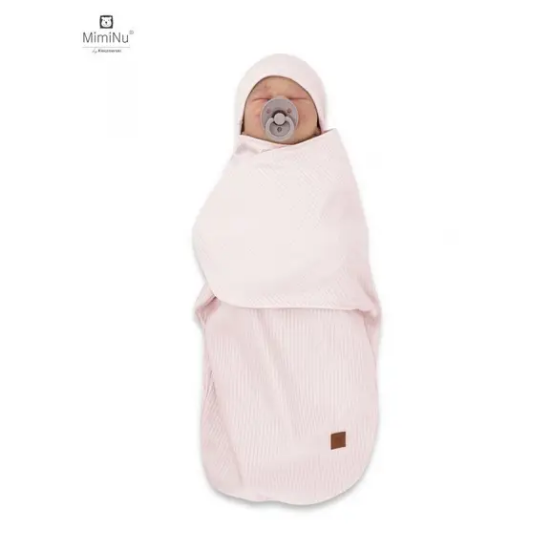 Slika Dekica/Swadler za spavanje sa kapicom Soft puder roza - MimiNu