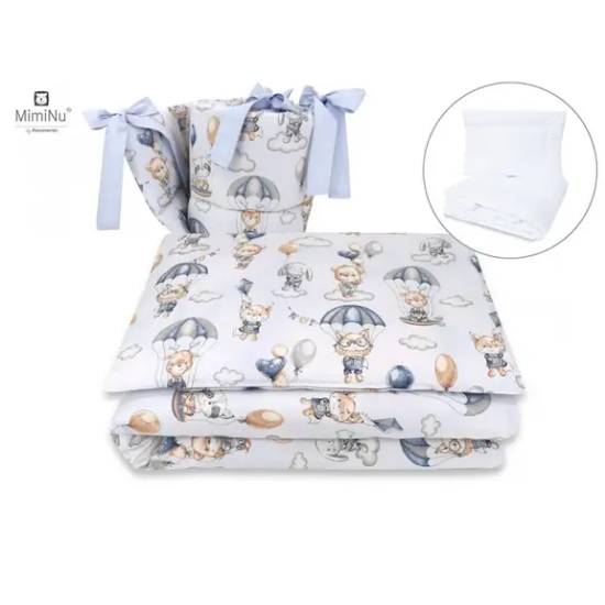 Slika Posteljina set 5 elem. Balon Plava (za krevetić 120x60 cm) - MimiNu