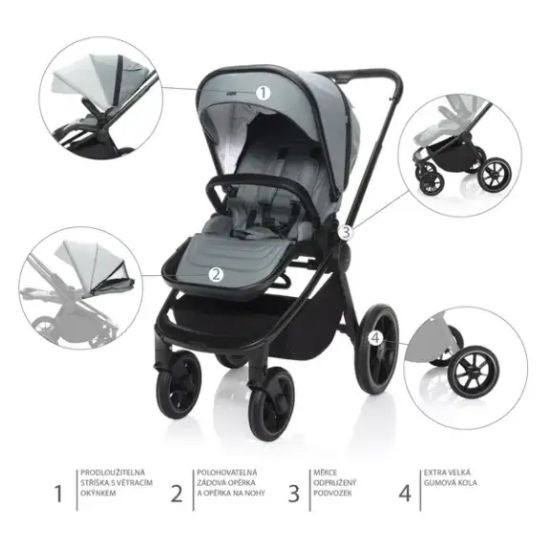 Slika Kolica Move Cross 3u1 - Antique Green/Black Zopa 