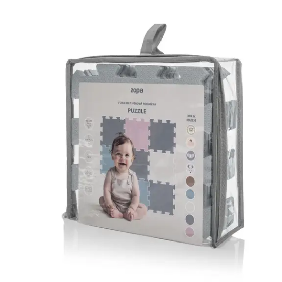 Slika Puzzle podloga od pjene 30 × 30 cm (9 kom) Light Grey Zopa 